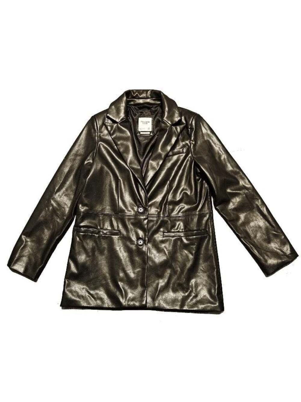 Abercrombie & Fitch Black Vegan Leather Size M Blazer EUC
